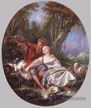 Berger et bergère déposant le rococo François Boucher Peinture décoratif